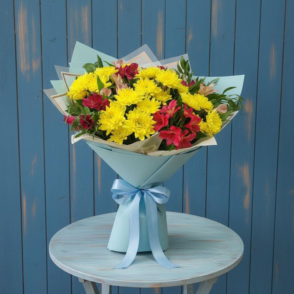 Букет цветов из: Альстромерии и Хризантемы в Горном Ставропольского края