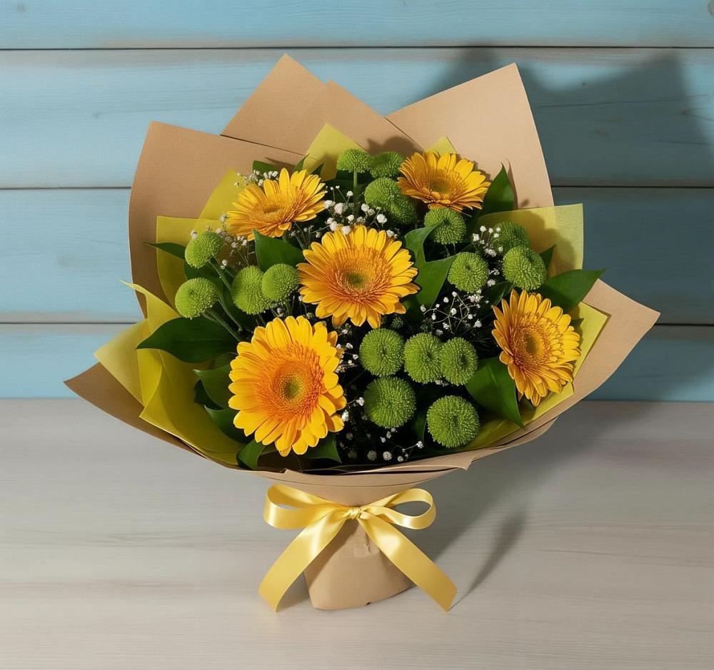 Букет цветов из: Герберы и Хризантемы в Горном Ставропольского края