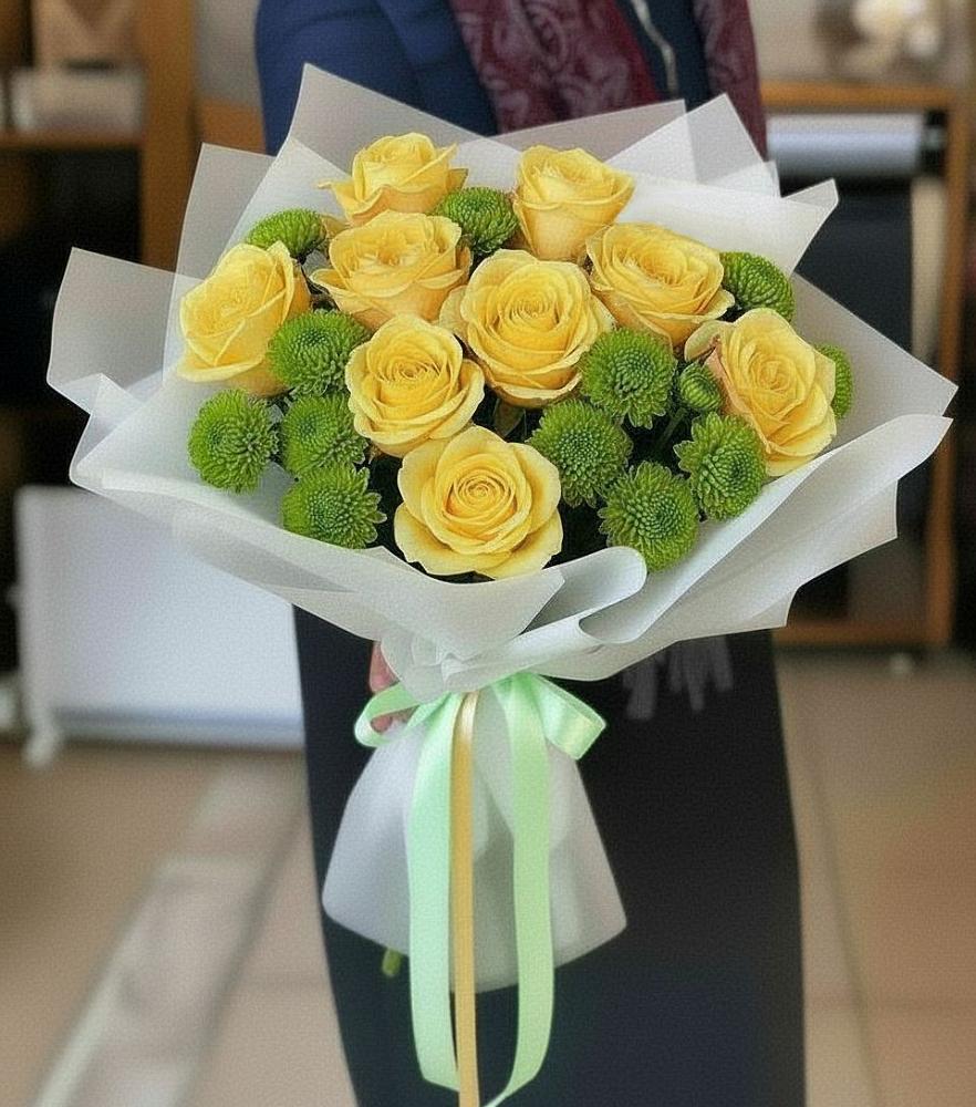 Букет цветов из: Хризантемы и Розы в Горном Ставропольского края