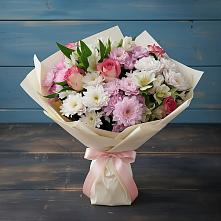 Букет цветов из:  Хризантемы, Альстромерии и Розы в Горном Ставропольского края