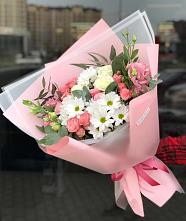 Букет цветов из:  Розы, Лизиантусы и Хризантемы в Горном Ставропольского края