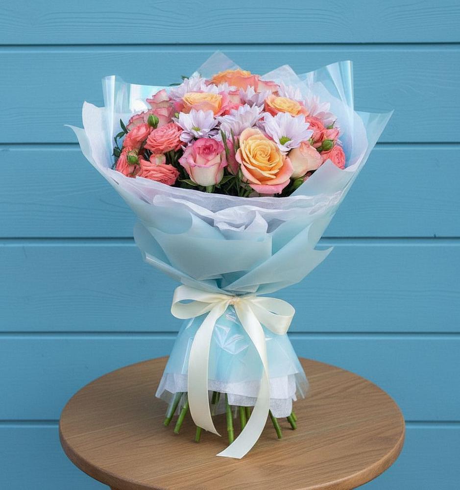 Букет цветов из: Хризантемы и Розы в Горном Ставропольского края